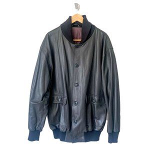Custom Gray Leather Flight Bomber Jacket